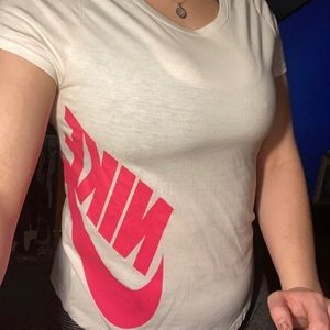 White/pink Nike T-shirt